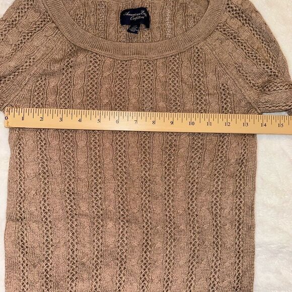 AEOutfitters Women’s Beige Crochet Cable Knit Top Sweater 3/4 Sleeves sz PS EUC - Picture 4 of 8